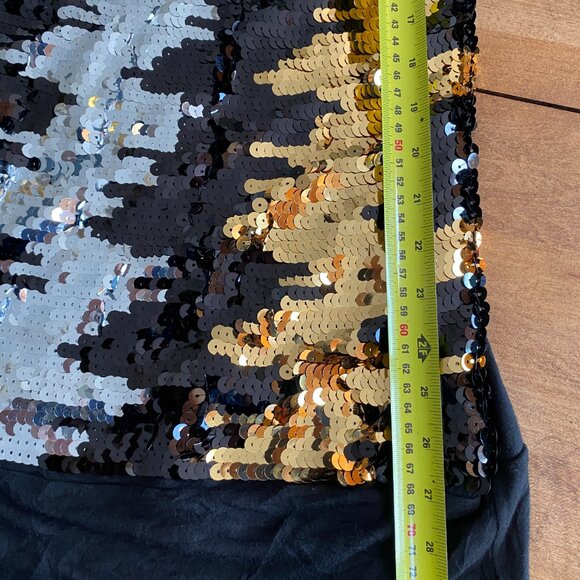 BCBG Sequined Tunic Mini Dress | Gold, Black & Silver | Size M (small) - Picture 3 of 7